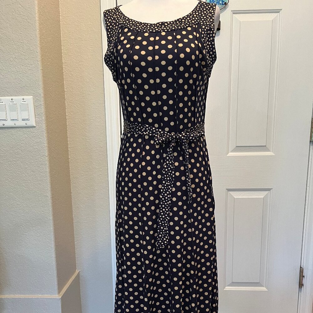Perceptions navy blue with tan polka dots, size S